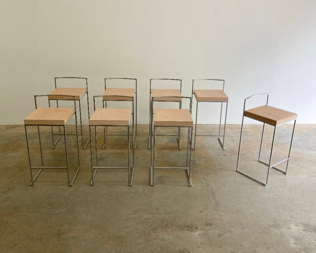 8x Tabouret de bar design Lapalma Cubo par Enzo Berti, Avec repose-pieds, Comme neuf, 30 à 60 cm, Enlèvement