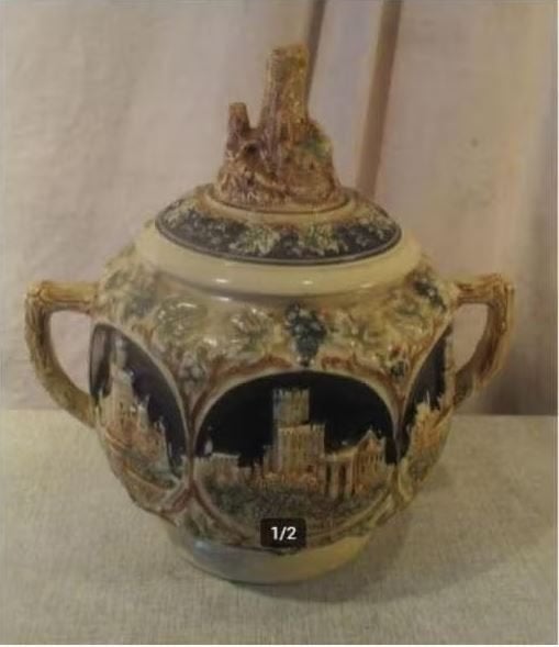Prachtige antieke keramieke Duitse Pot met deksel, Antiek en Kunst, Antiek | Keramiek en Aardewerk, Ophalen of Verzenden