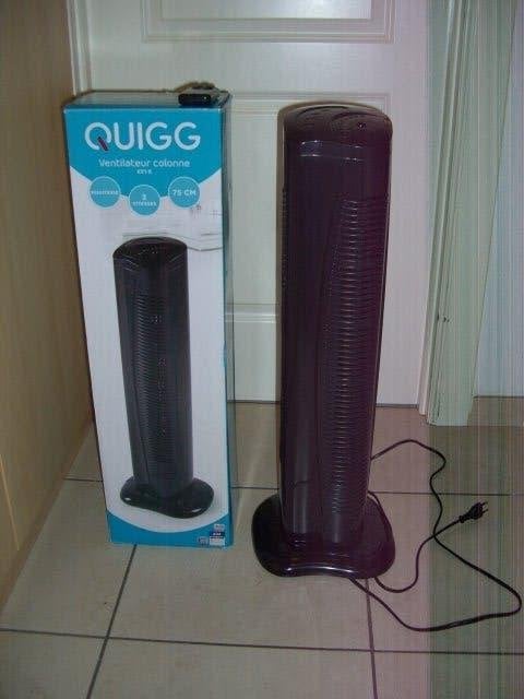 Ventilateur Colonne 75cm QUIGG télécommande, Ophalen, Ventilator met afstandsbediening, Gebruikt, Vloerventilator