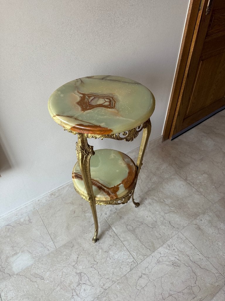 Sellette vintage à deux plateaux en onyx – style Louis XV, Antiquités & Art, Antiquités | Meubles | Tables, Enlèvement