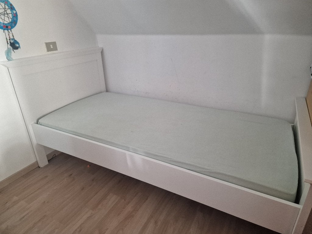 Bed, Huis en Inrichting, Ophalen, Gebruikt, Eenpersoons, Wit