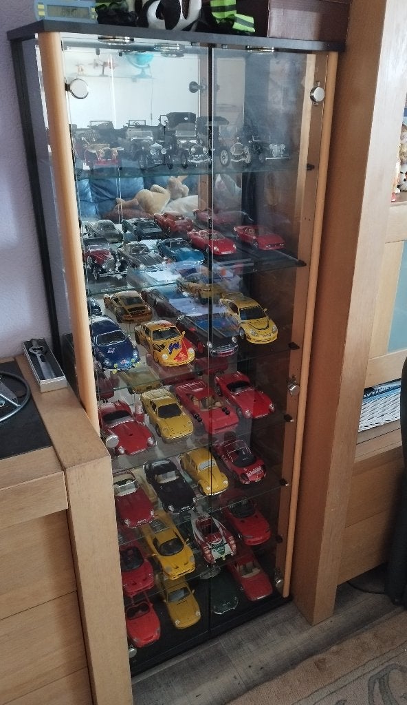 Vitrine avec 6 étagères en verre, Avec porte(s), 25 à 50 cm, Enlèvement ou Envoi, Autres essences de bois