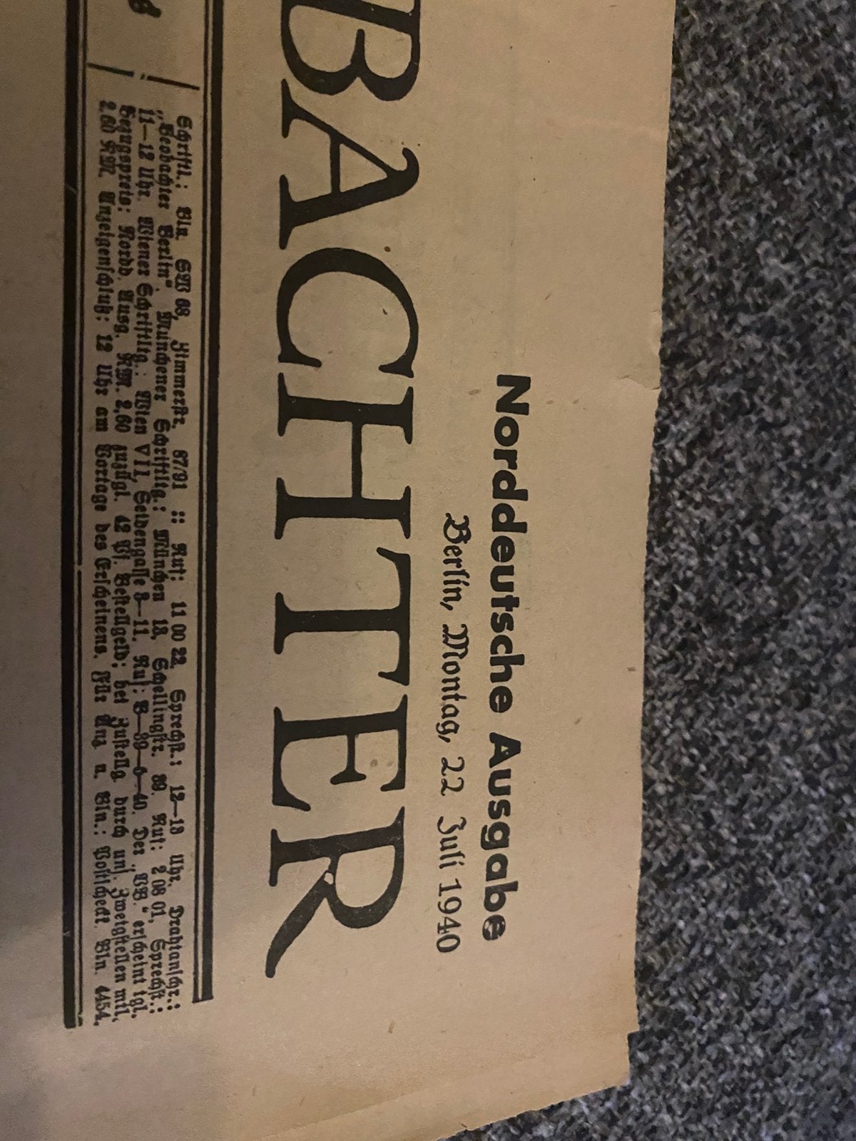 Originele historische Duitse krant, Ophalen of Verzenden