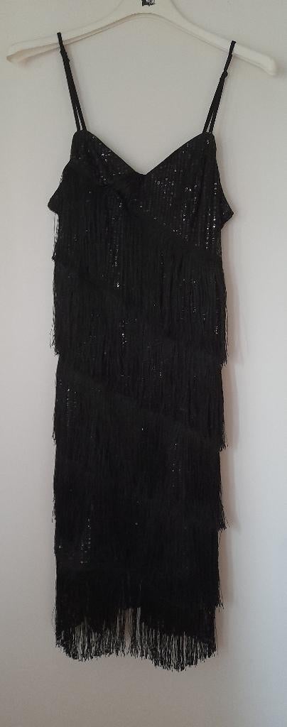 zwart open kleedje met franjes  mt38, Kleding | Dames, Ophalen of Verzenden, Nieuw, Maat 38/40 (M), Zwart