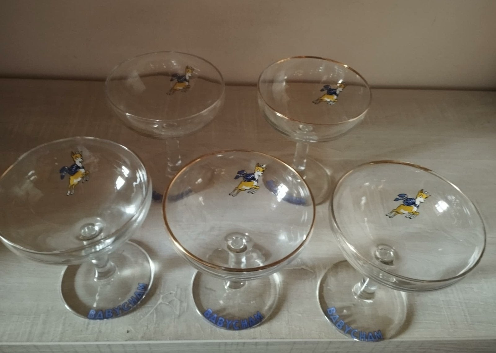 5 verres à champagne Babycham, Enlèvement, Comme neuf