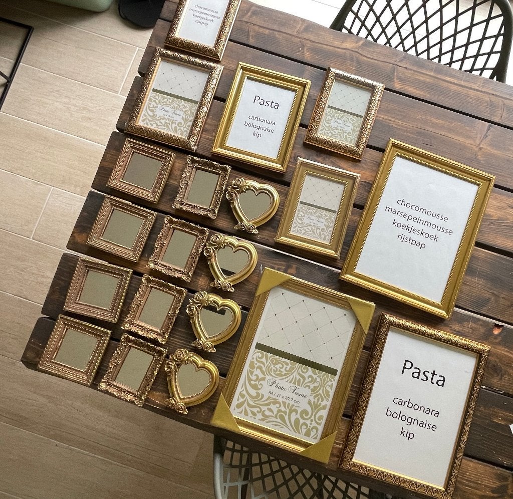 Gouden deco set kadertjes en spiegeltjes, Enlèvement, Neuf, Doré
