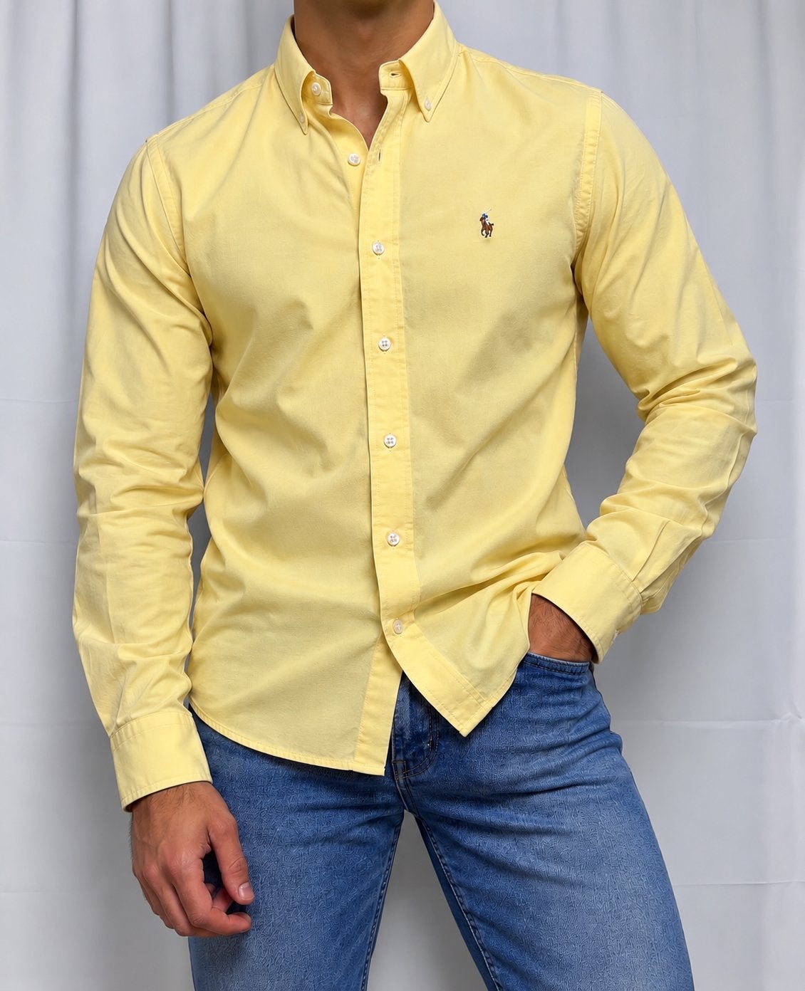 Chemise Polo Ralph Lauren jaune pastel, Verzenden, Zo goed als nieuw, Geel