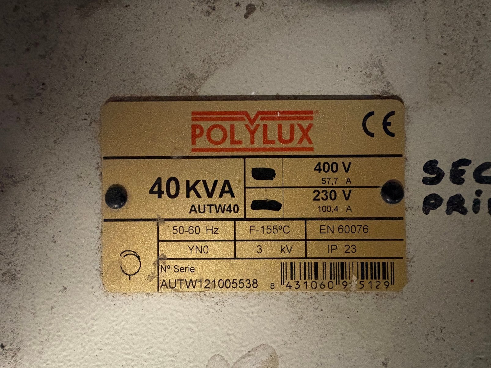 Polylux AUTW40 40 kVA transformator 400V / 230V, Doe-het-zelf en Bouw, Ophalen, Zo goed als nieuw