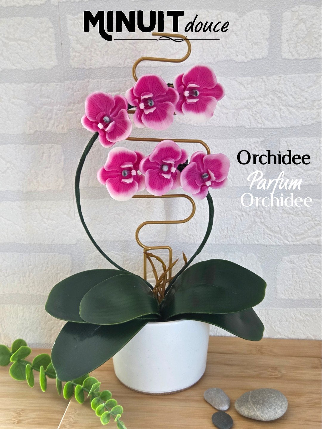 Orchidée en cire végétale parfumée • Décoration, Neuf, Fleur artificielle, Rose, Fait main