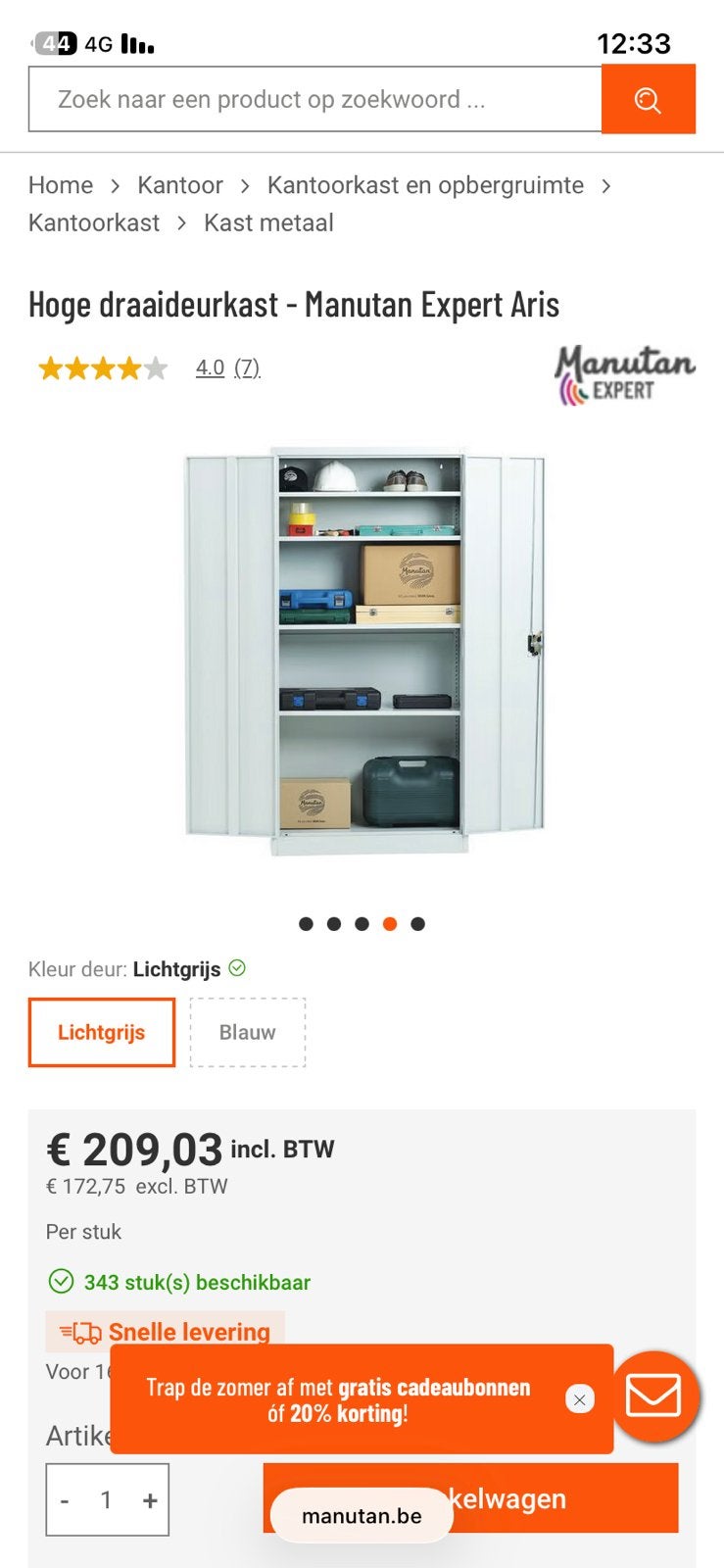 metalen kast, Ophalen, Zo goed als nieuw