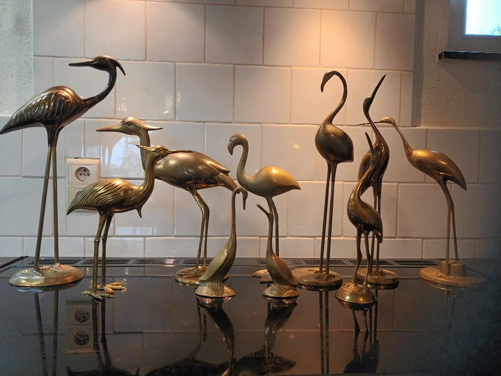 Retro,10 vogels van messing, Antiek en Kunst, Ophalen, Koper