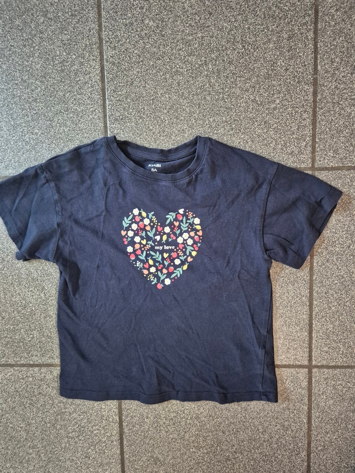 T-shirt marine 8ans, Kinderen en Baby's, Kinderkleding | Maat 128, Kiabi, Meisje, Ophalen of Verzenden, Zo goed als nieuw