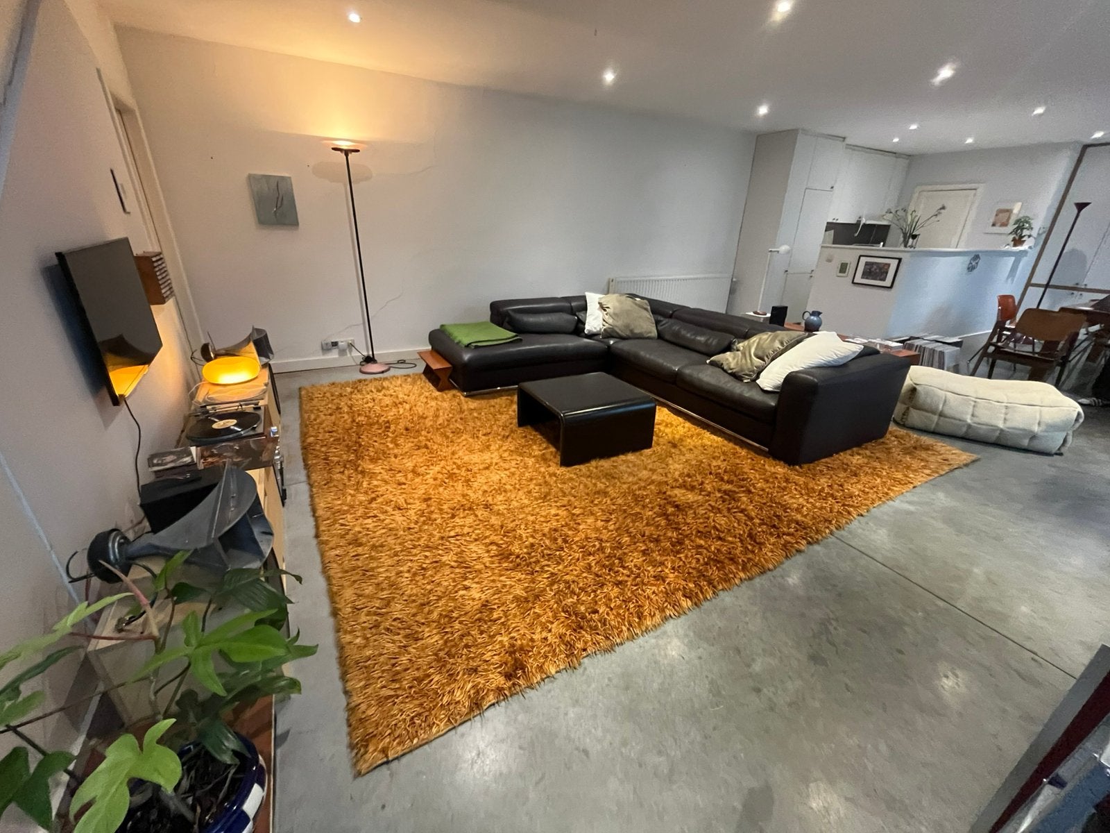 Tapis shaggy géant en laine véritable., 200 cm ou plus, 200 cm ou plus, Enlèvement, Utilisé