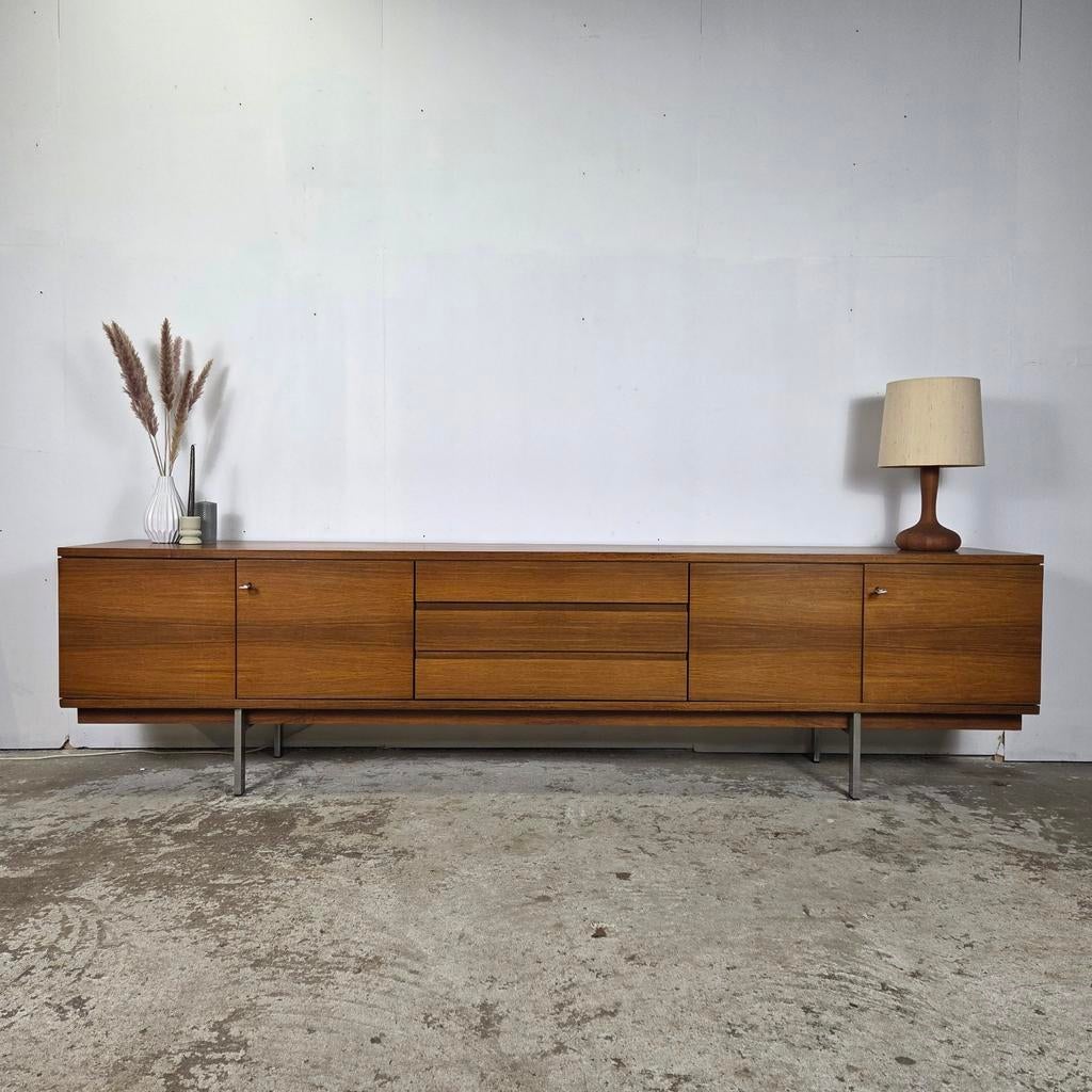 Helmut Magg 280 cm de long ! buffet vintage en palissandre d, 25 à 50 cm, 200 cm ou plus, Avec tablette(s), Enlèvement