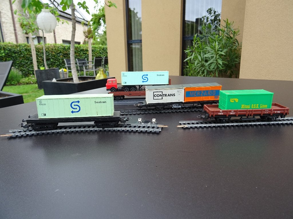 Lot de wagons-conteneurs - Lima - HO, Enlèvement ou Envoi, Wagon, Lima, Courant continu