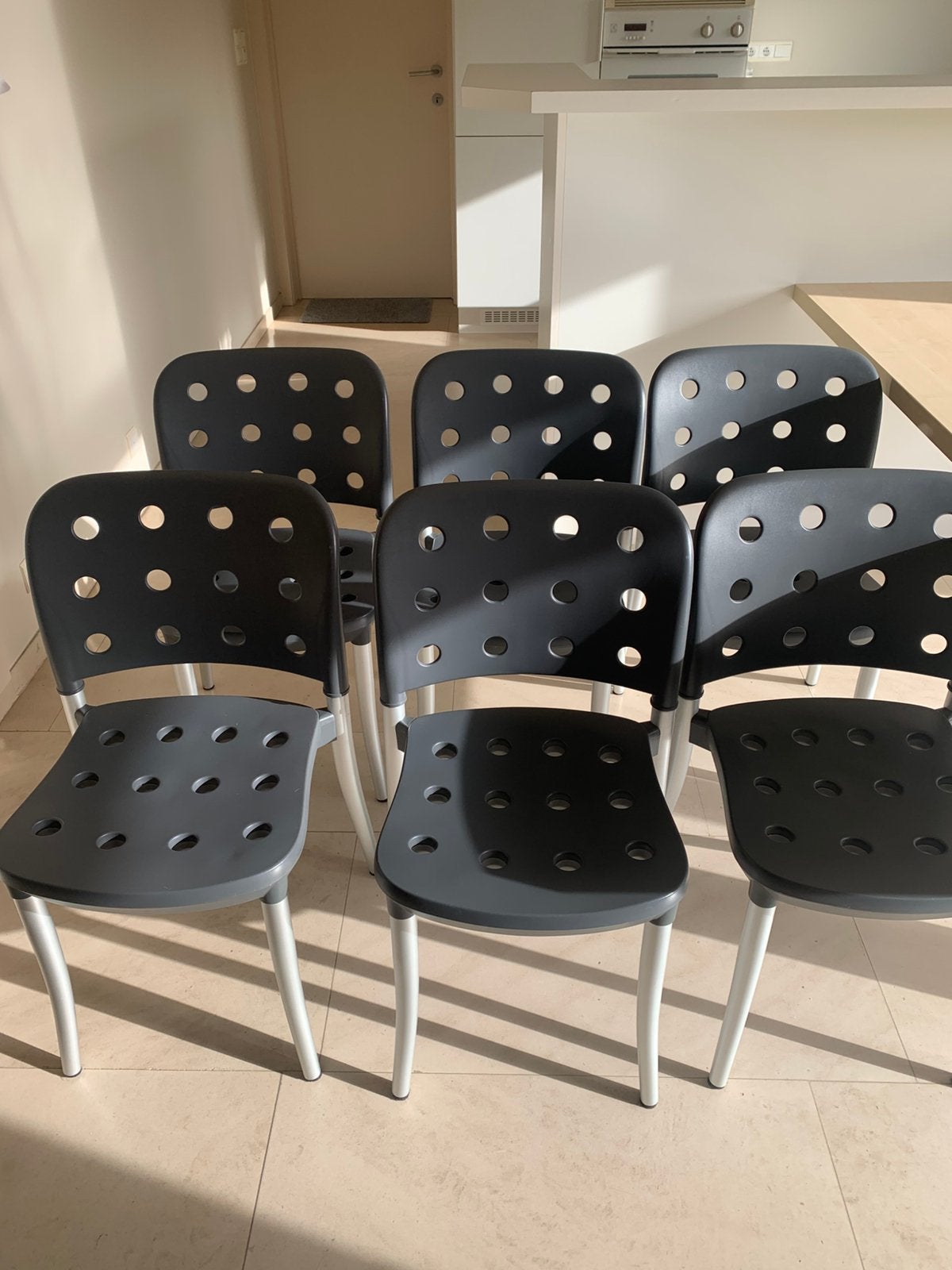 6 stevige stoelen van het merk Halifax/stapelbaar, Ophalen, Gebruikt