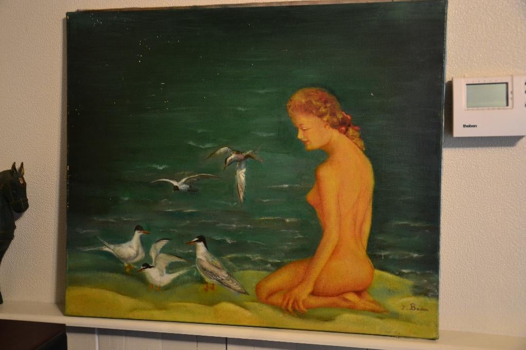nu sur la plage huile sur toile, Enlèvement