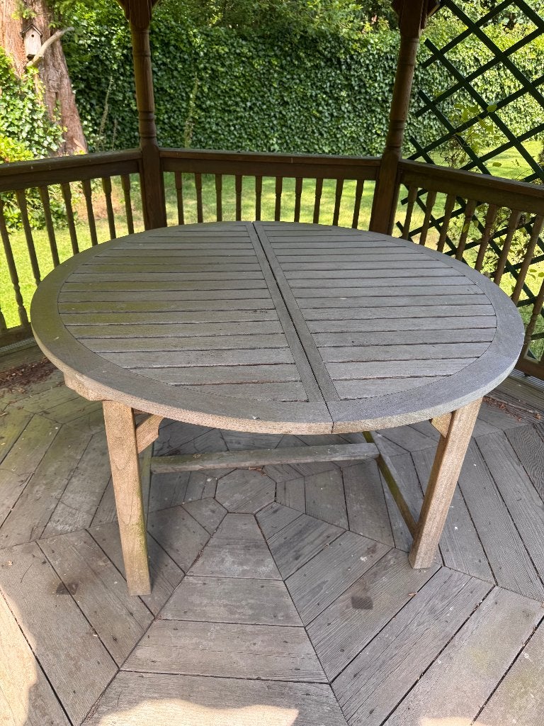 tuintafel, Ophalen, Gebruikt, Rond, Teakhout