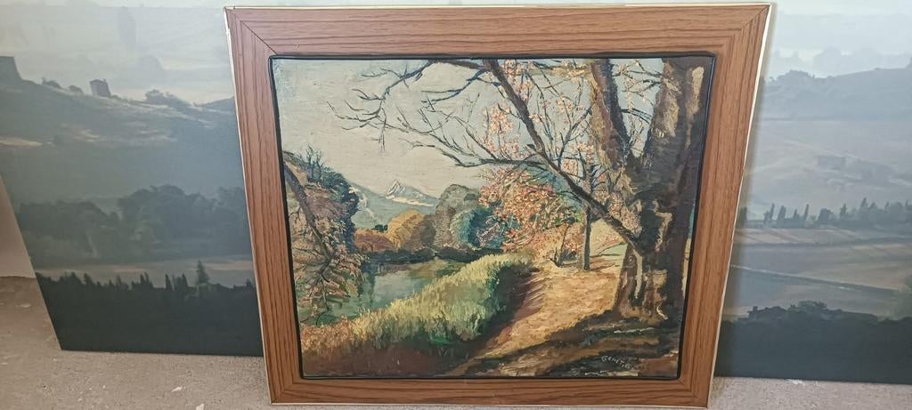 Peinture à l'huile signé Genêt,G , avec cadre, Enlèvement