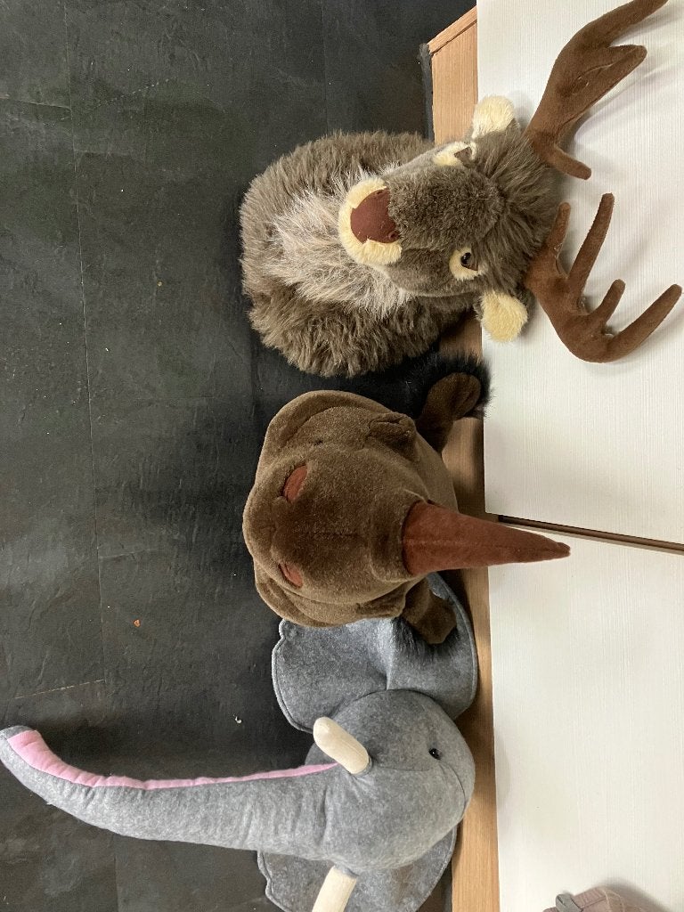 Têtes d'animaux - peluches pour murs - 3 pièces, Enlèvement, Comme neuf