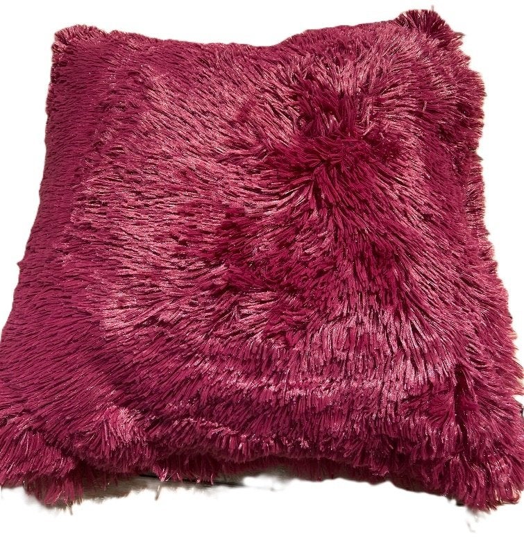 KUSSENHOES LUXE FLUFFY 45X45 CM RED PLUM NIEUW, Ophalen of Verzenden, Nieuw, Rood, Vierkant