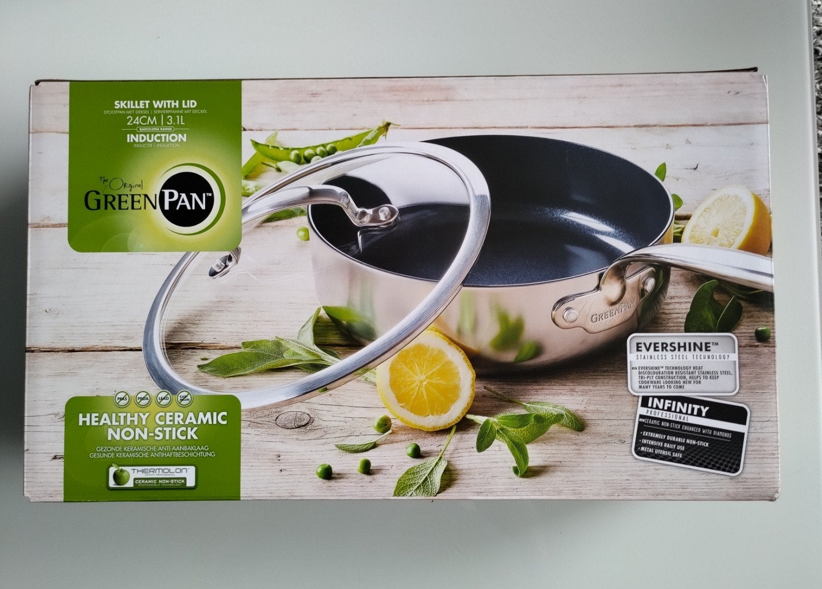 -60 % Casserole Barcelona Evershine avec couvercle 24 cm, Avec couvercle, Enlèvement, Neuf