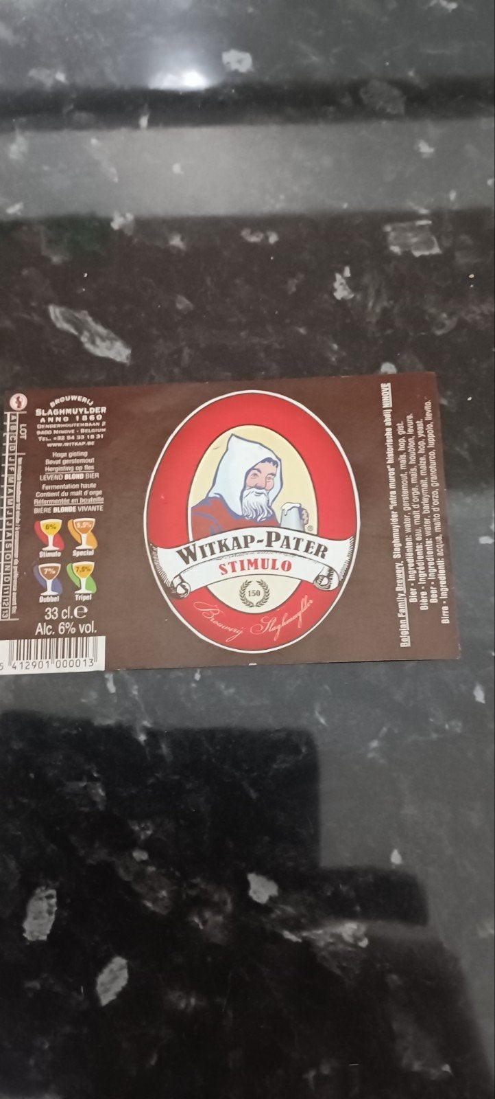 bieretiket witkap pater stimulo br Slaghmuylder Ninove, Verzamelen, Ophalen of Verzenden