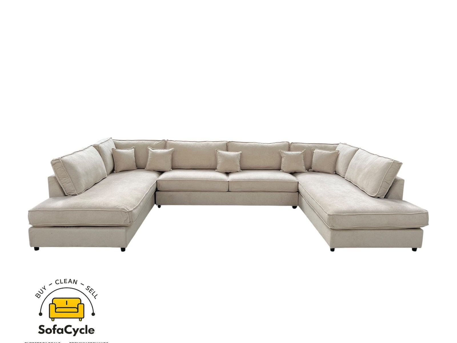 U - zetel beige ribstof - overstock/ TOPDEAL - SofaCycle, Ophalen of Verzenden, Zo goed als nieuw, SofaCycle, Info@sofacycle.be