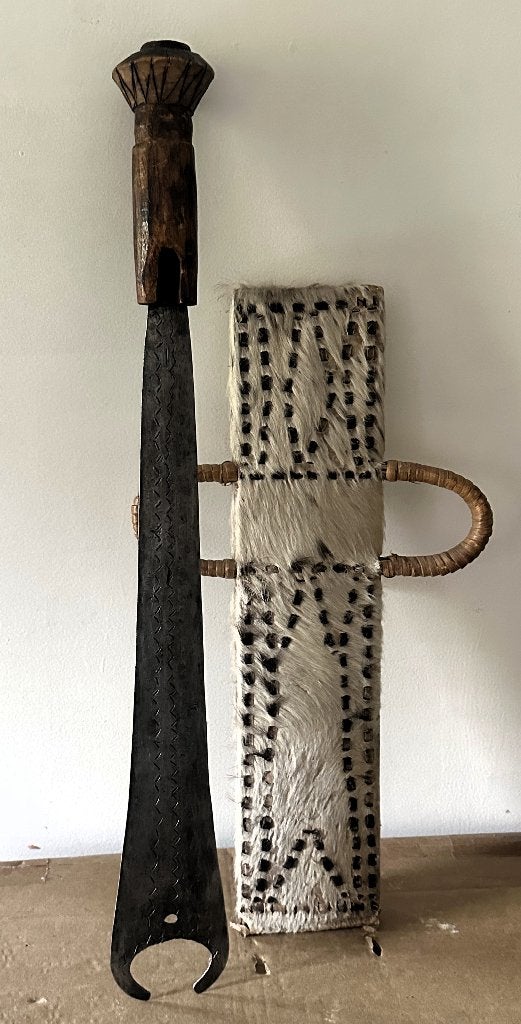 African Tikar Cameroon Grassfields Ceremonial Sword, Afrique, Arme, Métal, 62 cm