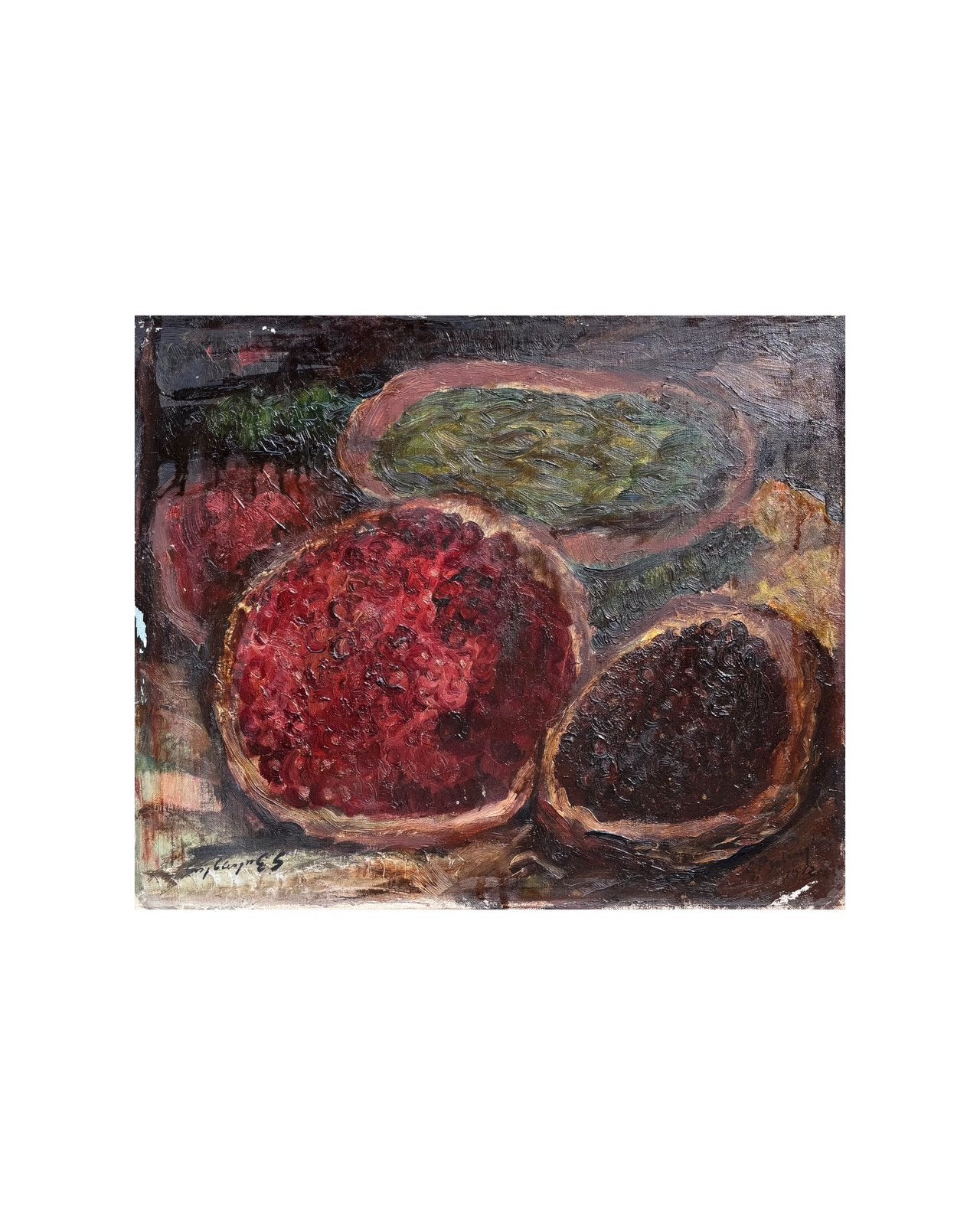 Peinture à l'huile de nature morte de fruits (G. Balenghien), Antiquités & Art, Daté, Enlèvement ou Envoi, Peinture à l'huile