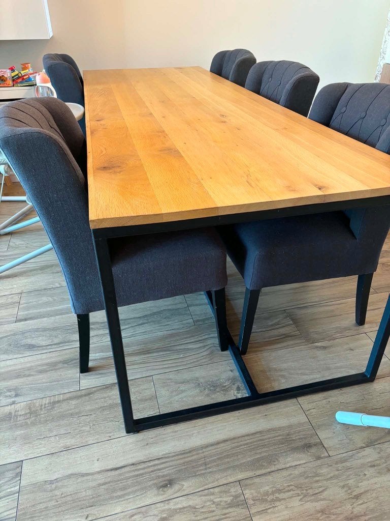 Tafel van massief eikenhout, Ophalen, Eikenhout, 200 cm of meer, 50 tot 100 cm