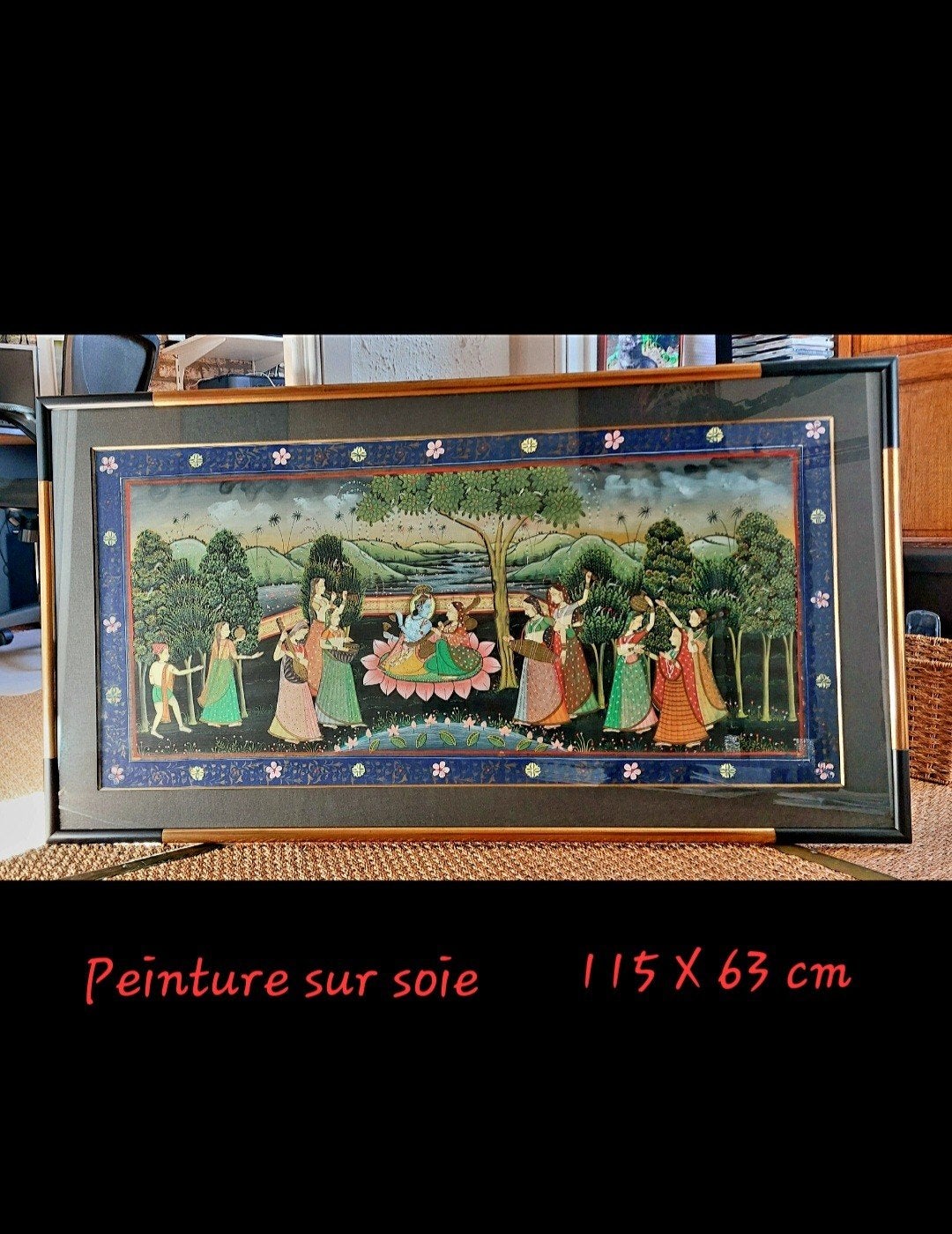 Cadre avec peinture sur soie, Enlèvement