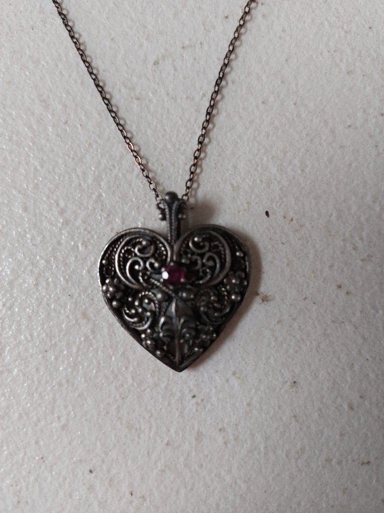 Pendentif ancien en argent Sterling et rubis, Enlèvement ou Envoi, Argent