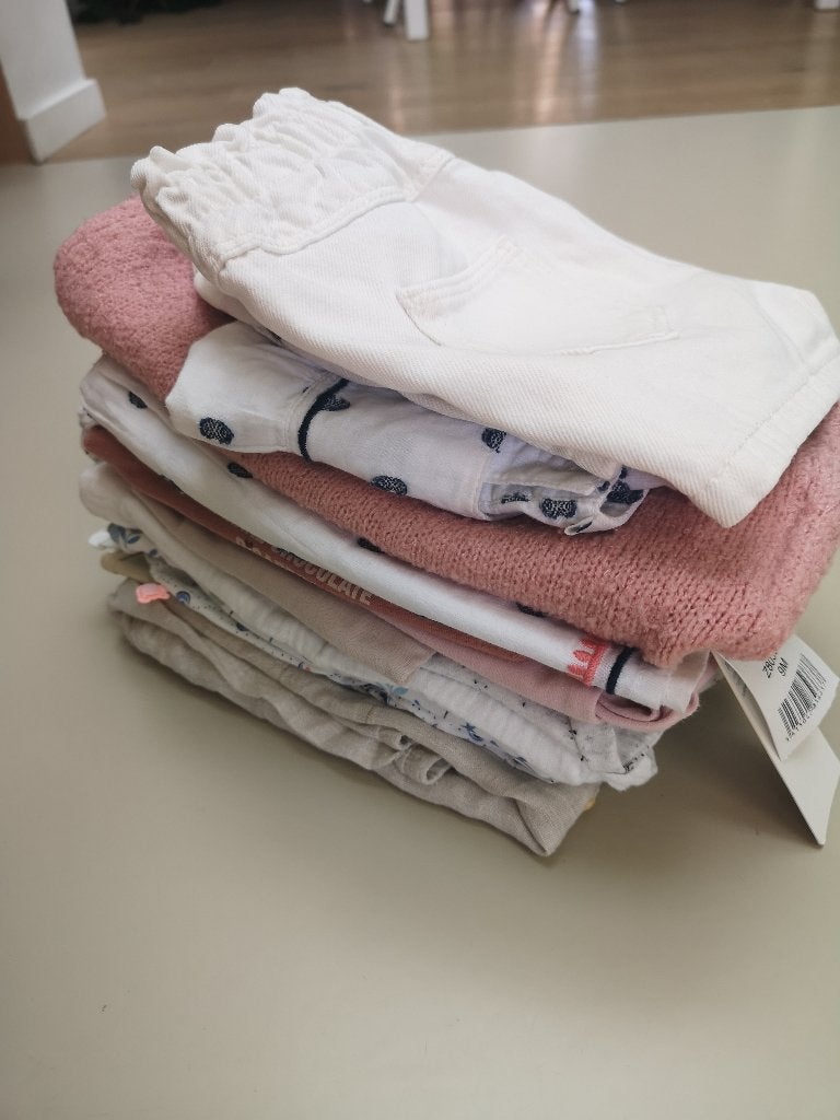 Set kinderkledij maat 74-80 (meisje) + lederen sandaaltjes, Kinderen en Baby's, Babykleding | Maat 74, Zo goed als nieuw, Meisje