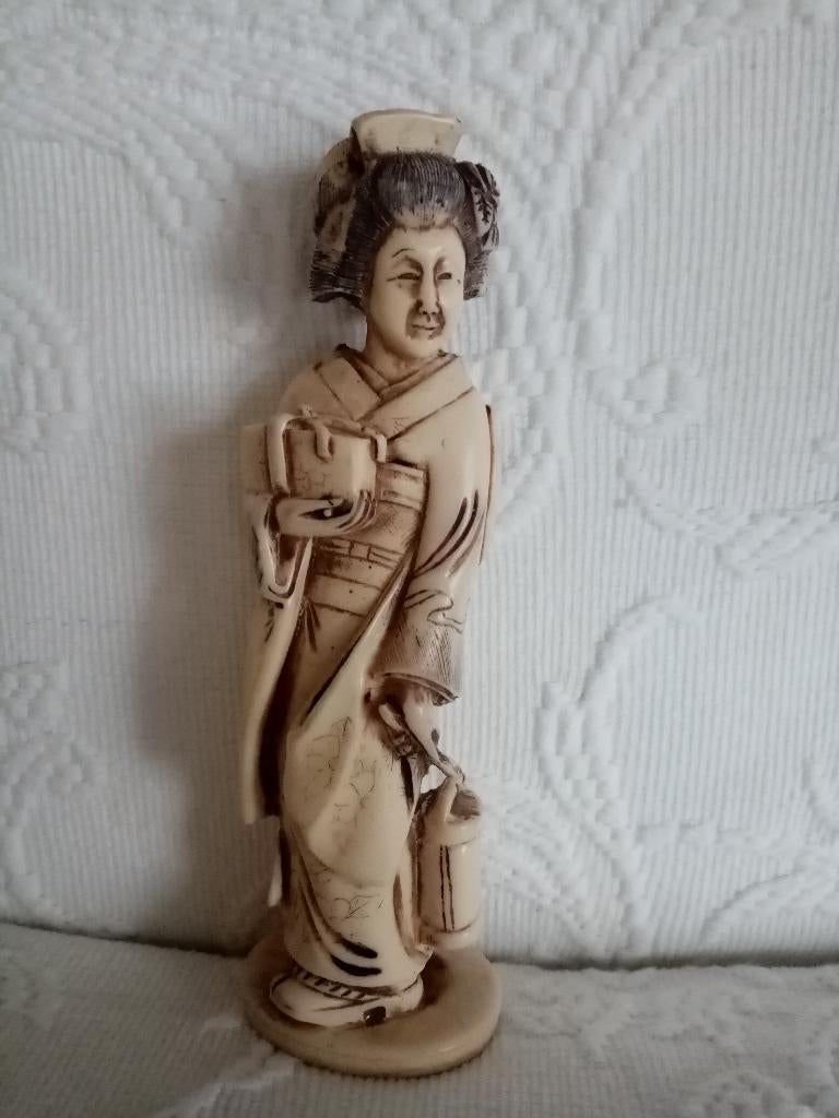 Figuur Japanse Geisha Okinomo Resin 14cm 60s, Ophalen of Verzenden, Zo goed als nieuw, Mens