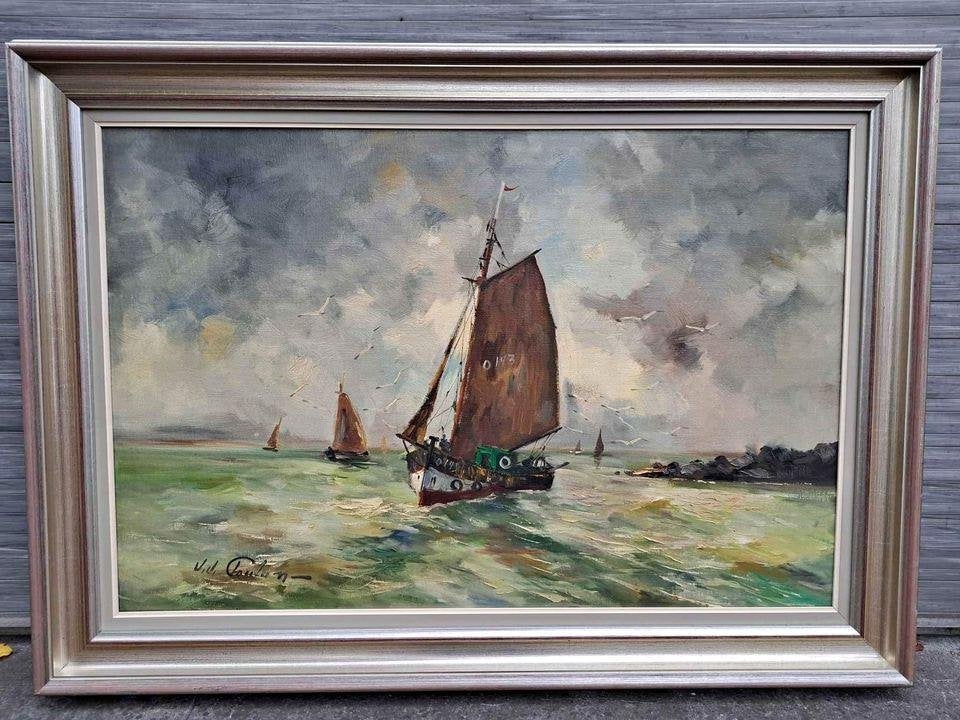 Huile sur toile marine signe jean jacques foulon, Antiquités & Art, Enlèvement, Toile