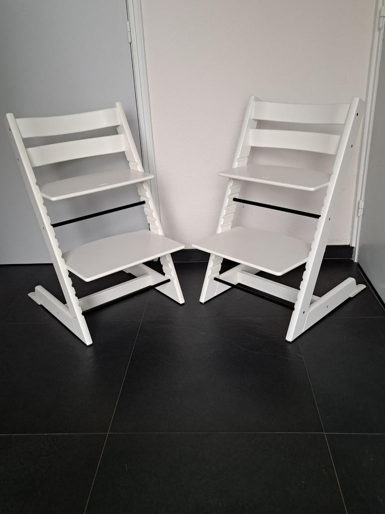Stokke Tripp Trapp wit 2x, Kinderen en Baby's, Kinderstoelen, Ophalen, Zo goed als nieuw, Meegroeistoel, Aanschuifbaar