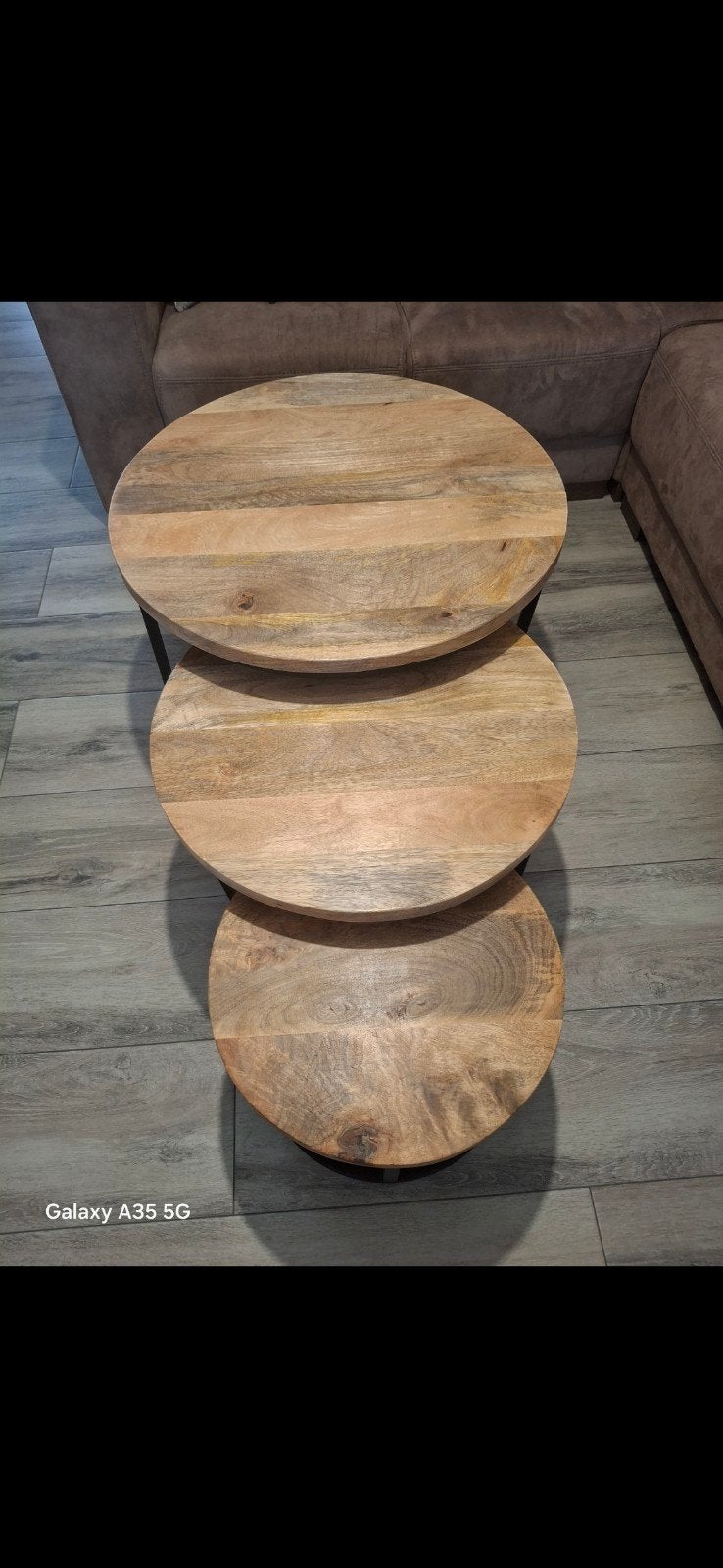 Set van 3 massief houten tafels, 100% nieuw, Ophalen
