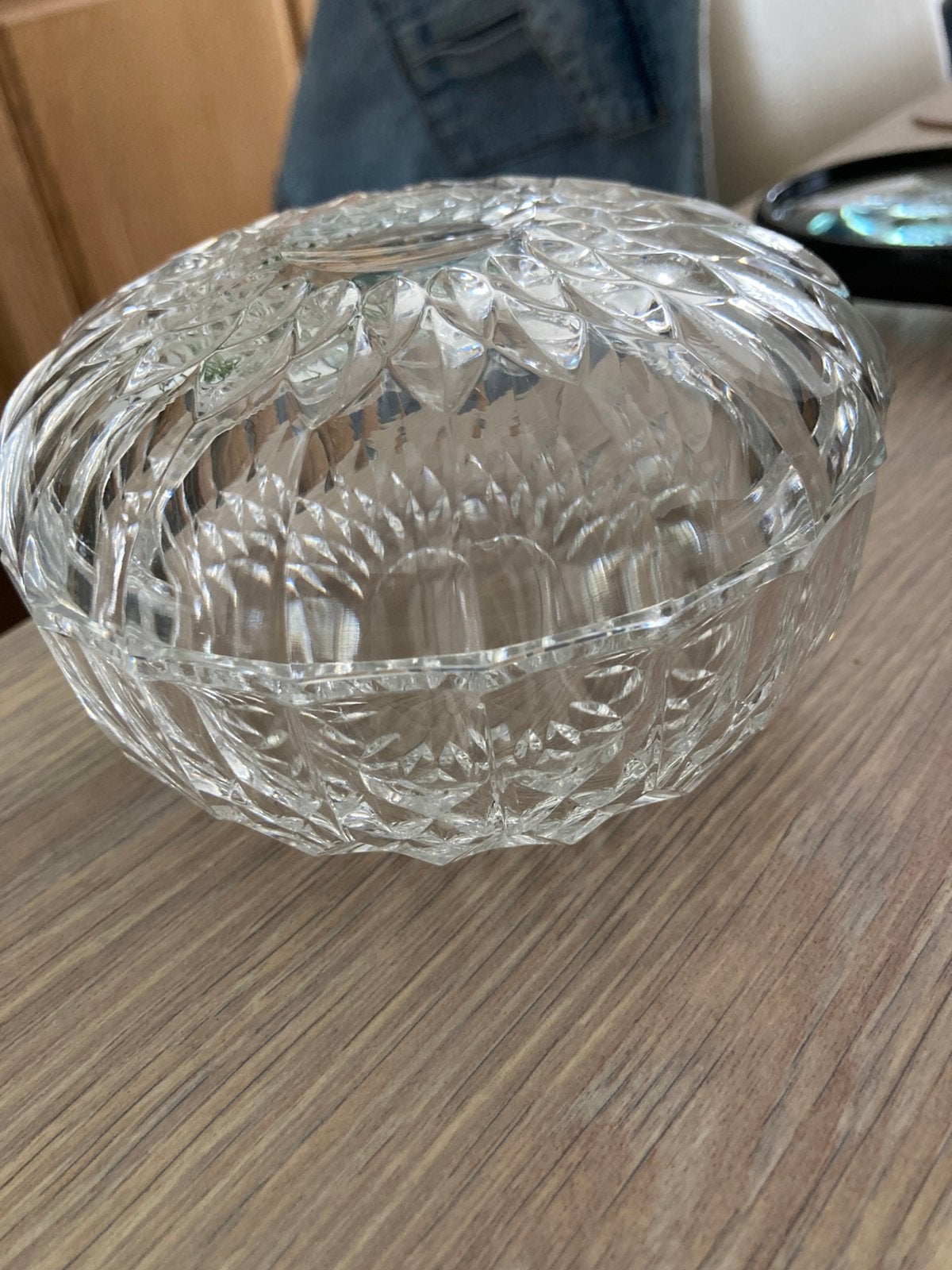Vintage Val St Lambert kristallen schaal met deksel, doos,, Huis en Inrichting, Woonaccessoires | Schalen en Manden, Ophalen of Verzenden