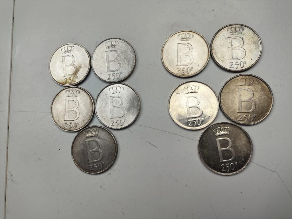 10x pièce belge de 250 francs 1976 .835 en argent, Enlèvement ou Envoi, Argent, Série, Argent
