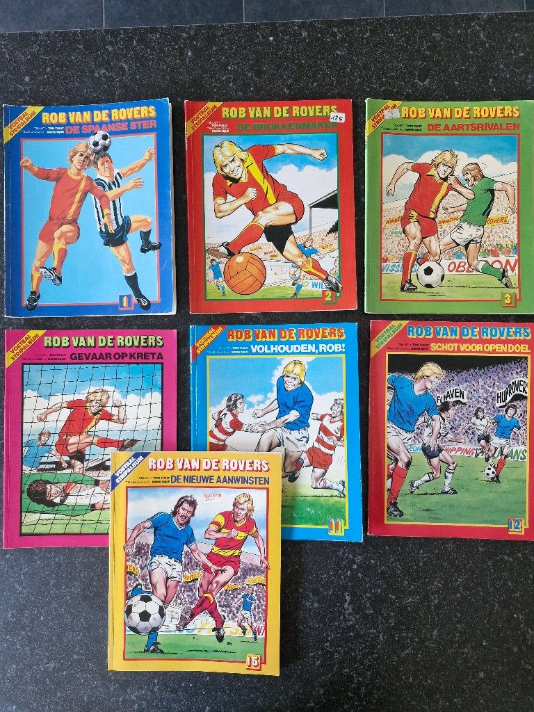 Rob van de Rovers – 7 vintage voetbalstripalbums, Tom Tully, Meerdere stripboeken, Ophalen, Gelezen