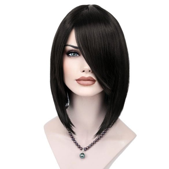 Pruik recht strak bob model met steil donkerbruin haar kleur, Handtassen en Accessoires, Ophalen of Verzenden, Nieuw
