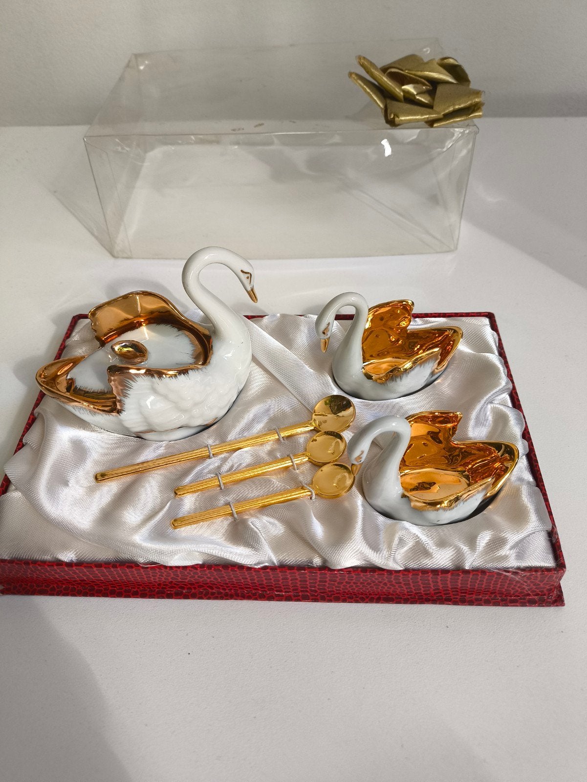 Vintage Limoges Porselein Zwanen Condimentenset, Ophalen of Verzenden