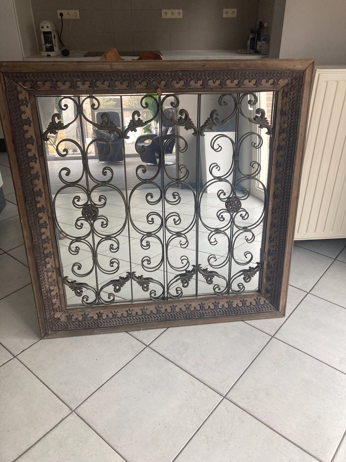 Beau miroir de campagne 1,10x1,10 m, Antiquités & Art, Antiquités | Miroirs, Enlèvement