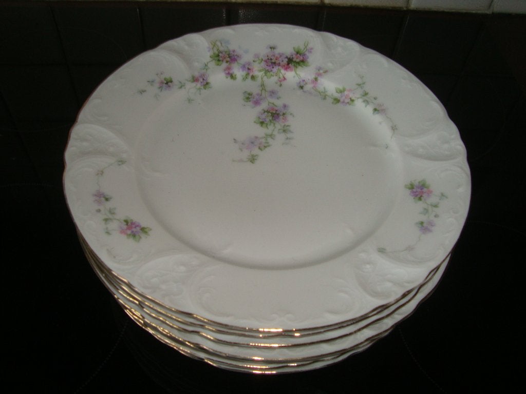 7 assiettes plates Art Nouveau. Porcelaine Altwasser. CT., Enlèvement