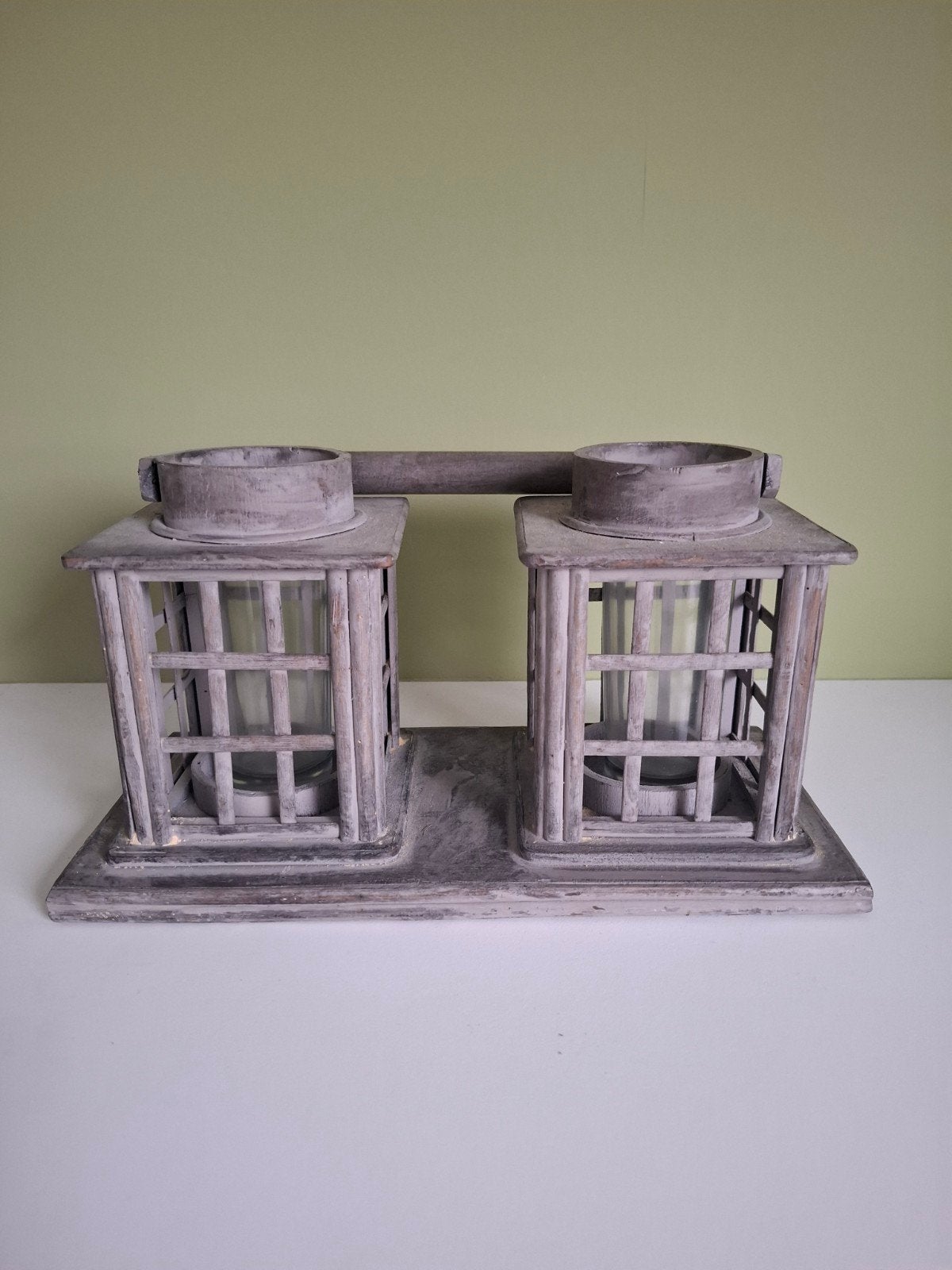 Dubbele houten lantaarn, Huis en Inrichting, Ophalen, Gebruikt, Lantaarn