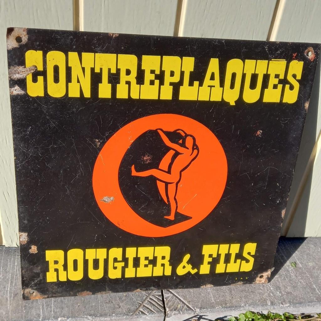 panneau d'affichage émaillé multiplex vers 1960, Enlèvement ou Envoi, Utilisé, Panneau publicitaire