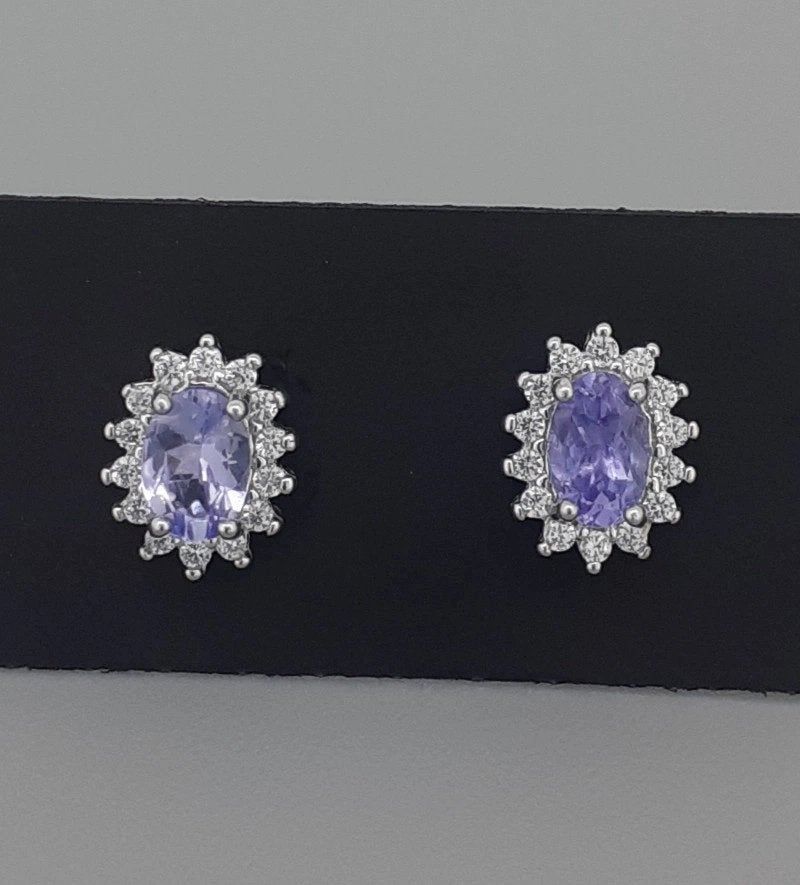 Natuurlijke Tanzaniet Oorbellen – 8,10 Karaat – 925 Zilver, Blauw, Nieuw, Ophalen of Verzenden, Met edelsteen
