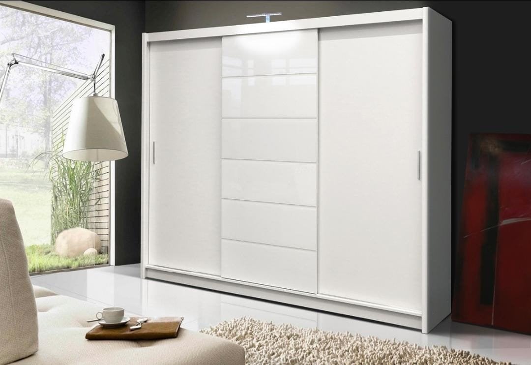 Armoire à portes coulissantes avec miroir, neuve, Maison & Meubles, Enlèvement ou Envoi, Neuf, Blanc