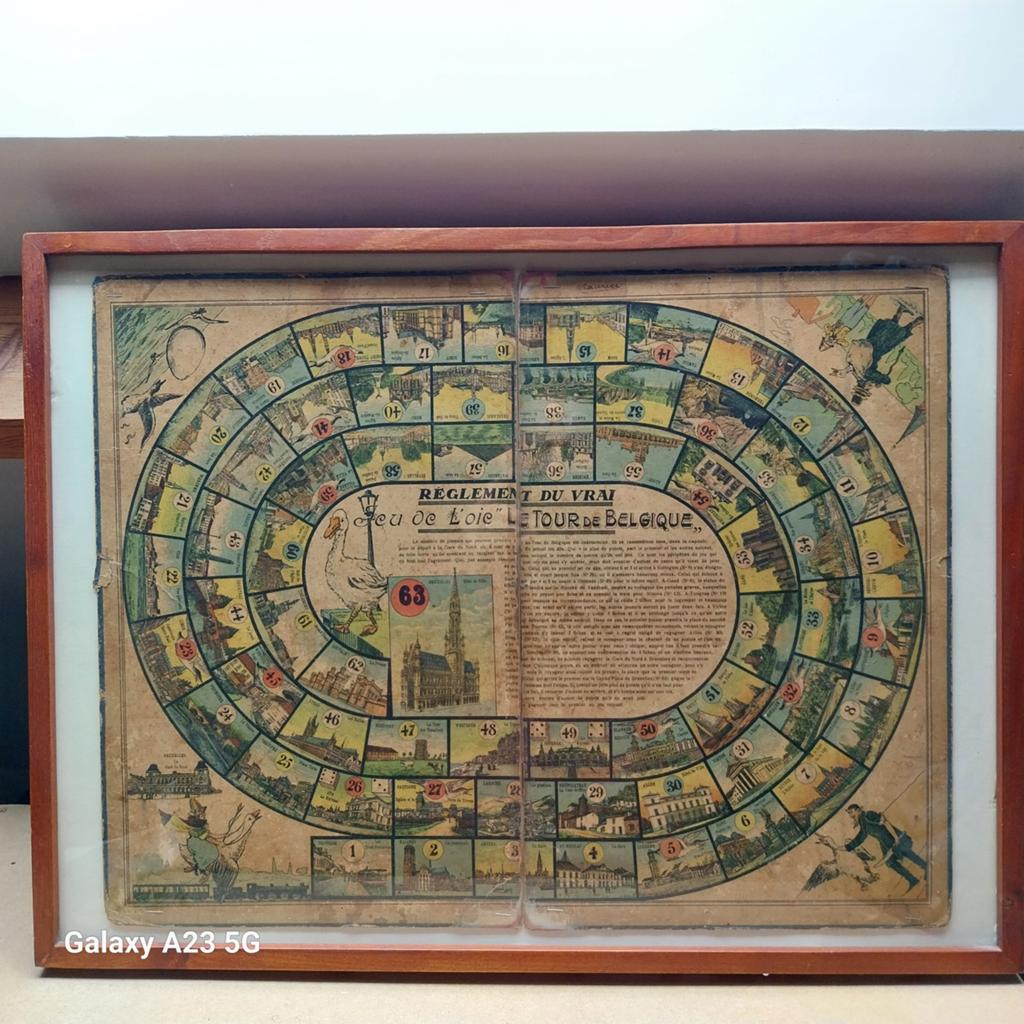Ancien Jeu de l'Oie lithographié - Le Tour de Belgique, Enlèvement, Lithographie